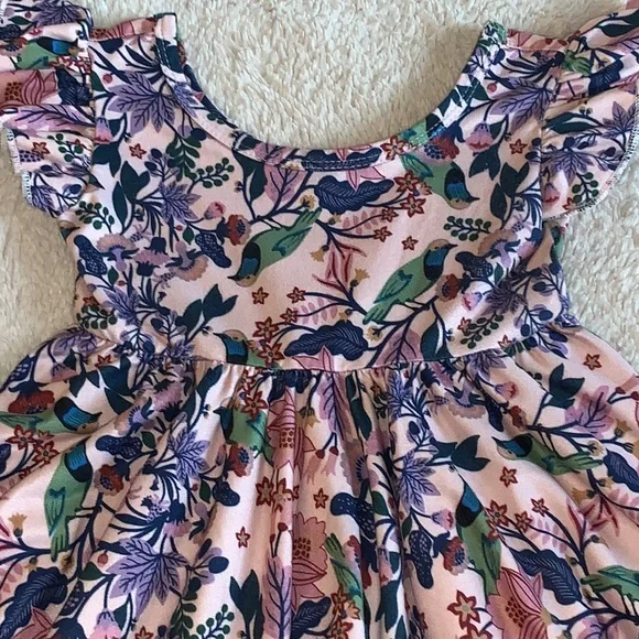 Dot Dot Smile Pink Purple Floral Bird Dress 12-24M EUC - Picture 2 of 11